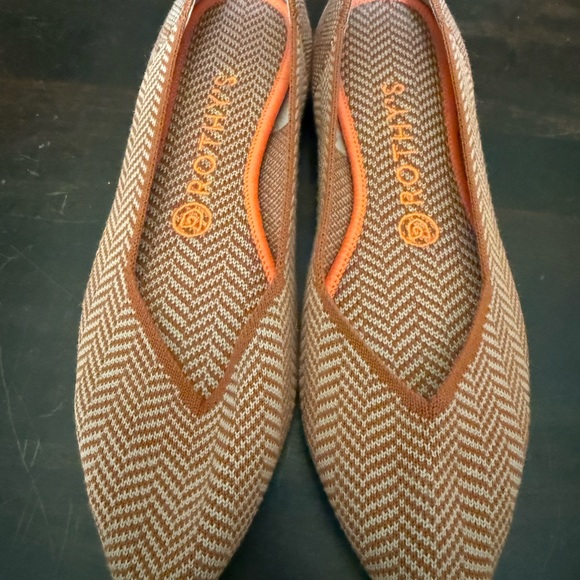 Rothy's Brown and Orange Chevron Flats - Picture 1 of 4